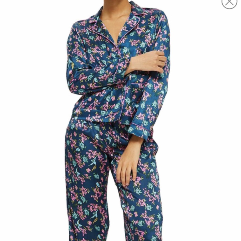 Topshop Bird Satin Pajamas Set